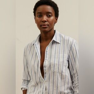 Banana republic blue and White Striped Button-Up Shirt